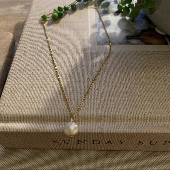 Genuine fresh water pearl necklace- 14K Goldfill on sterling silver ~15-16’’ - Picture 1 of 3